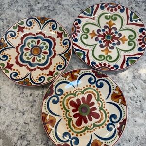 Colorful Pier One Ceramic Decorative Salad Plates Quantity Three.